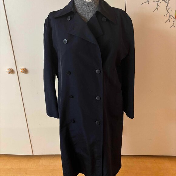 Authentic Navy CHANEL Vintage Trench 34 Intentionally Oversized ToFit Sizes - Picture 3 of 6